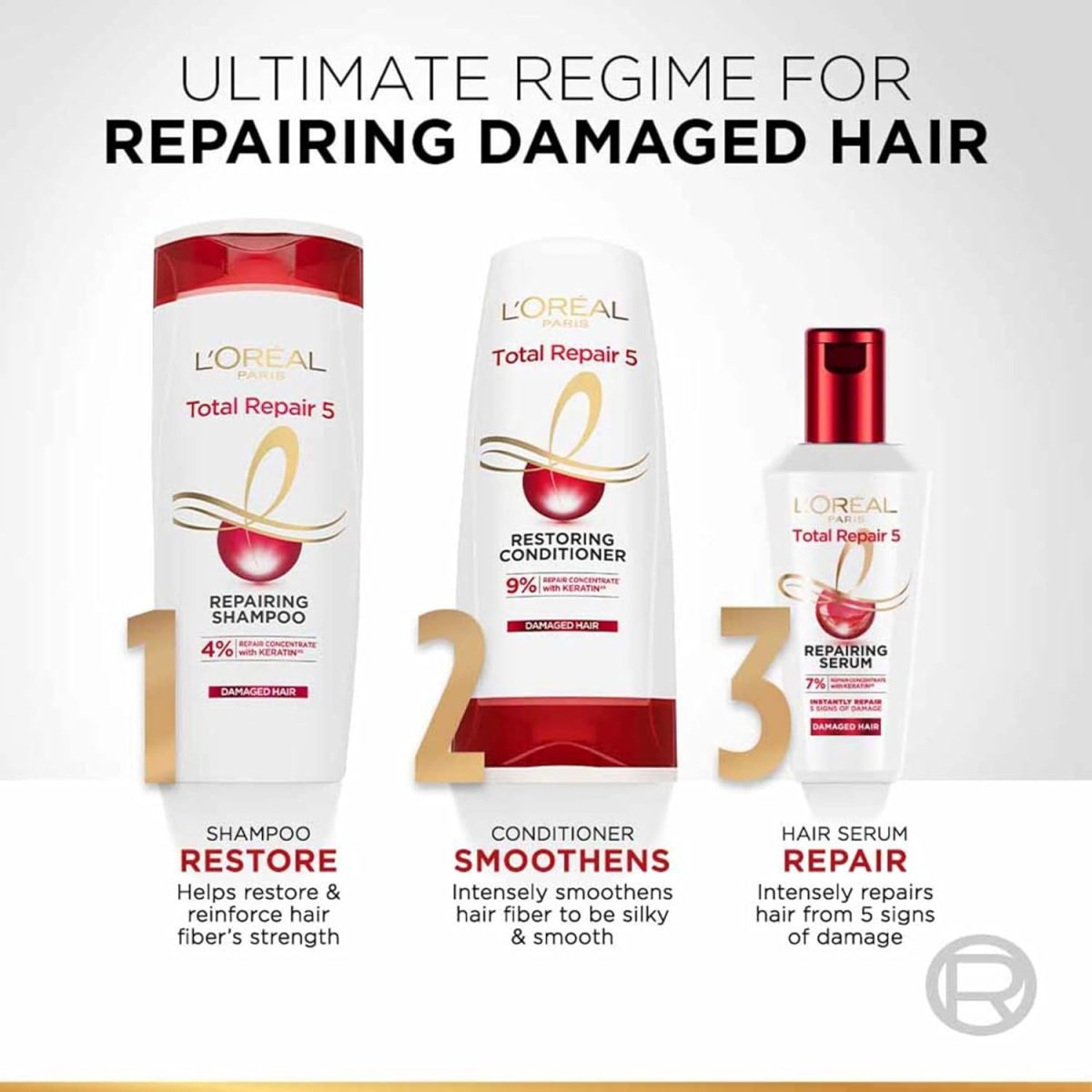 L'Oreal Paris Conditioner, For Damaged and Weak Hair, With Pro-Keratin + Ceramide, Total Repair 5, 180ml - Image 6