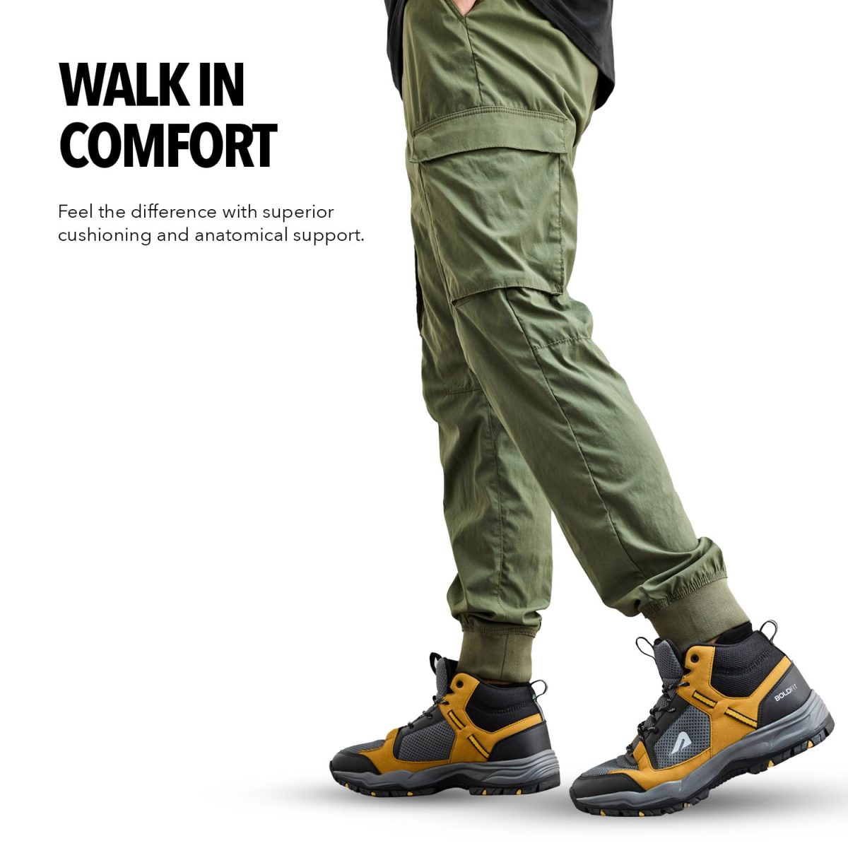 Boldfit Trekking Shoes for Men Hiking Shoes for Men for Outdoor High Neck Shoes for Men Anti Skid Boot Shoes for Men for Hiking,Trekking Shoes Men Water Repellent Tracking Shoes for Men - 9, Sandstorm - Image 5