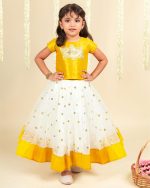 Stanwells Kids Girls Lehnga Choli Ruffle Pattern Dress Half Sleeves Readymade Hand Sequins Embroidery Ethnic Traditional Full Length South Indian Girl Lehnga Choli - Image 6