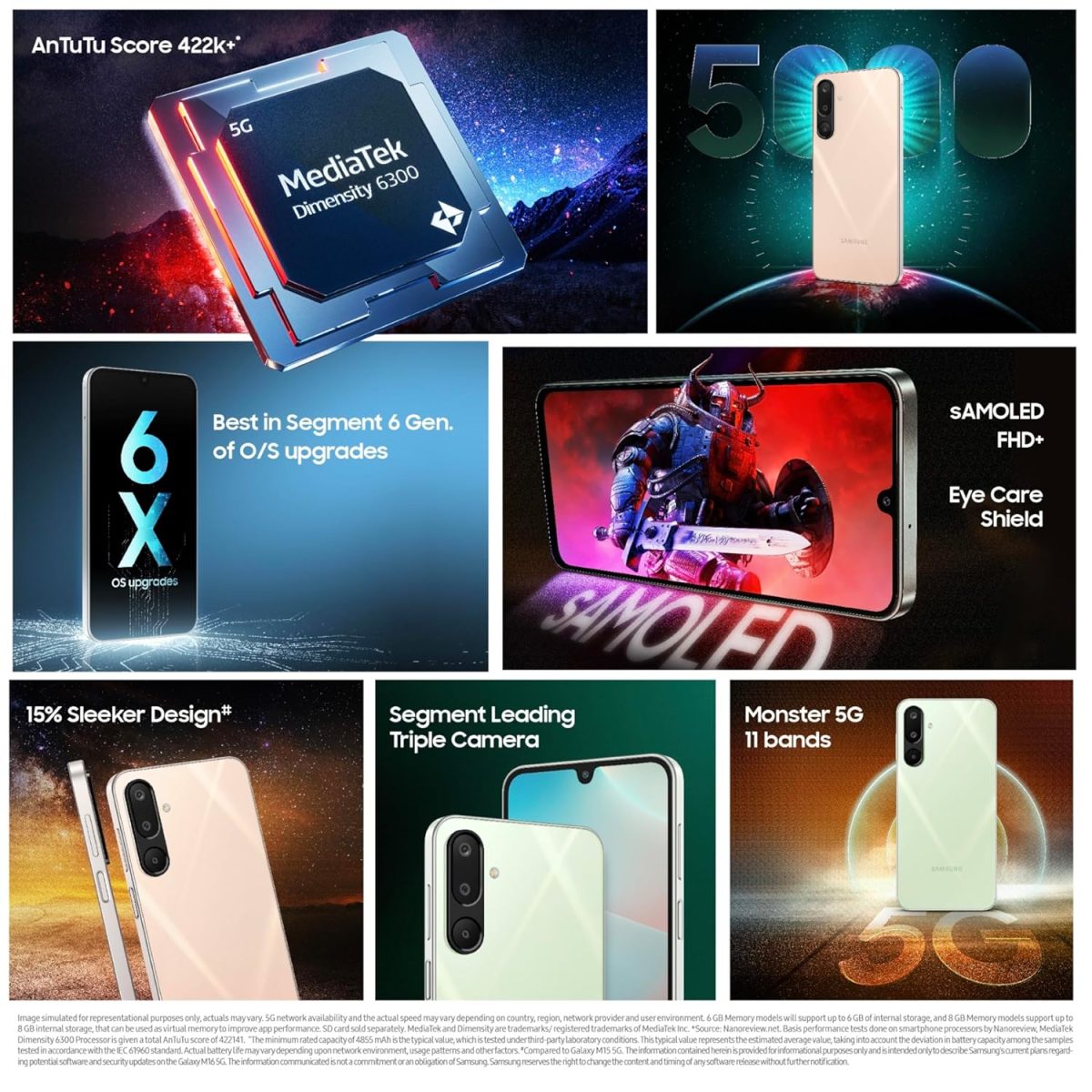 Samsung Galaxy M16 5G (Thunder Black, 4GB RAM, 128 GB Storage) | MediaTek Dimensity 6300 | AnTuTu Score 422K+ | Super Amoled Display | 25W Fast Charging | 6 Gen. of OS Upgrades | Without Charger - Image 2