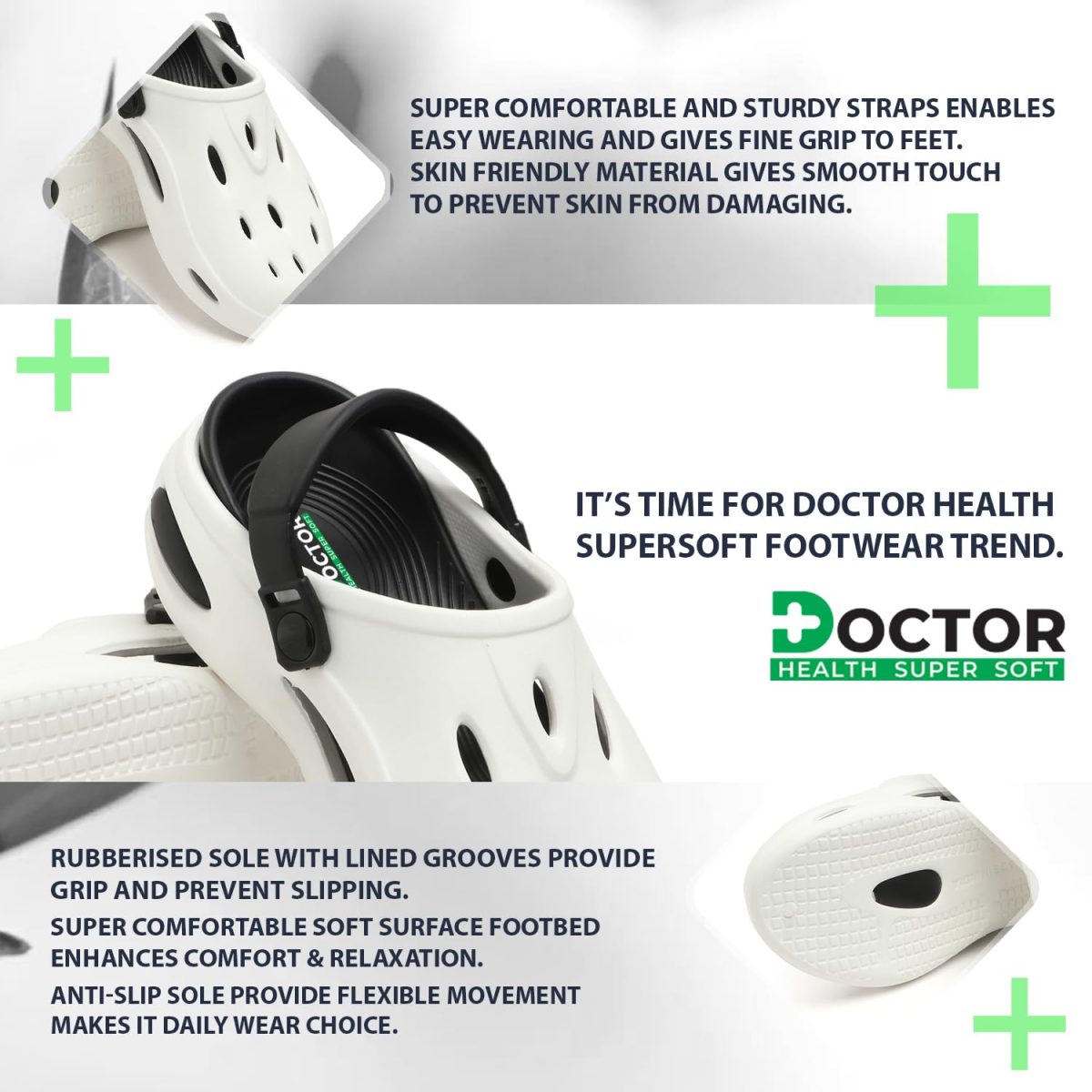 DOCTOR HEALTH SUPER SOFT Stylish and Comfortable Anti Skid Men Clogs with Lightweight Cushioned Footwear | Adjustable Strap Clogs for Men | Everyday Use Mules for Men Clogs - Image 2