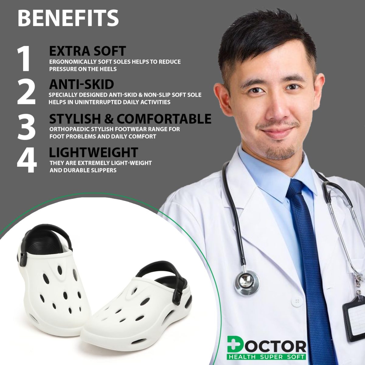 DOCTOR HEALTH SUPER SOFT Stylish and Comfortable Anti Skid Men Clogs with Lightweight Cushioned Footwear | Adjustable Strap Clogs for Men | Everyday Use Mules for Men Clogs - Image 5