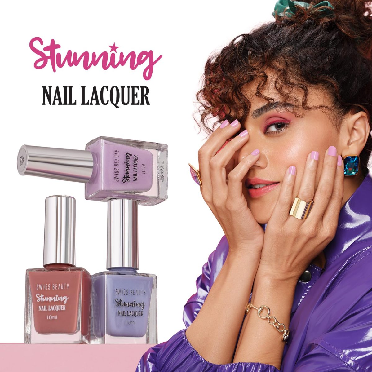 Swiss Beauty Glossy Finish Stunning Nail Lacquer | Chip Resistant, Quick drying nail paint | Highly Pigmented with high shine Nail polish | Shade - Grapa Fit, 10 Ml - Image 3