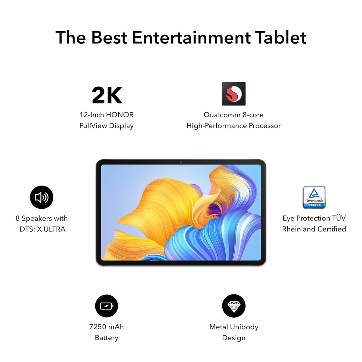 Honor PAD 8 30.4 cm (12") 2K Display, Qualcomm Snapdragon 680, 6GB RAM, 128GB Storage, 8 Speakers, Android 12, Tuv Certified Eye Protection, Up to 14 Hours Battery, WiFi Tablet, Metal Body, Blue Hour - Image 2