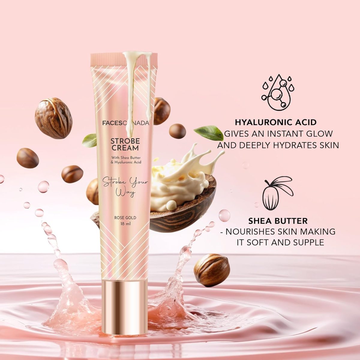 FACES CANADA Super Quick Glam Combo - Strobe Cream - Rose Gold (18 ml) + Tinted Moisturizer - Light 01 (18 gm) + Comfy Matte Wow Liquid Lipstick - Cocoa Crush 07 (3.8 ml) | Illuminating & Glowing Makeup Base | Highly Pigmented - Image 3