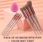Makeup Brush Set With Soft Fluffy Cosmetic Makeup Brush 08 pcs + Blender Sponge Puff 1 Pcs(code-08) - Image 2