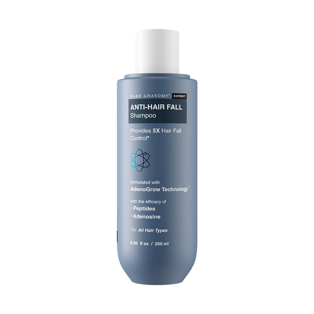 Bare Anatomy Anti Hair Fall Shampoo | 5x Hair Fall Control & Growth|Contains Biotin Adenosine, & Peptides | Rosemary, Rice Water, Hyaluronic Acid | For All Hair Types | For Women & Men | 250ml