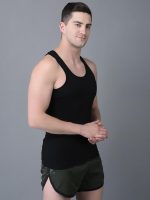 Dollar Bigboss Men's Derby Black & Grey Melange RN Vest (Pack of 2) - Image 2