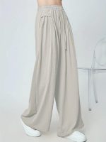 GRECIILOOKS Textured Trousers for Women | Women Loose Fit Trousers | Women's High-Waisted Pant | Women Trousers Pants | Korean Trousers for Women - Image 3