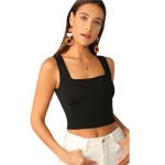 SriSaras Women's Black & White Cotton Strechable Tank Tops/Crop Tops - Image 7