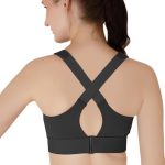 Luella High Impact Sports Bra, Front Zip, Adjustable Velcro Straps, Crisscross Back, Black - Image 2