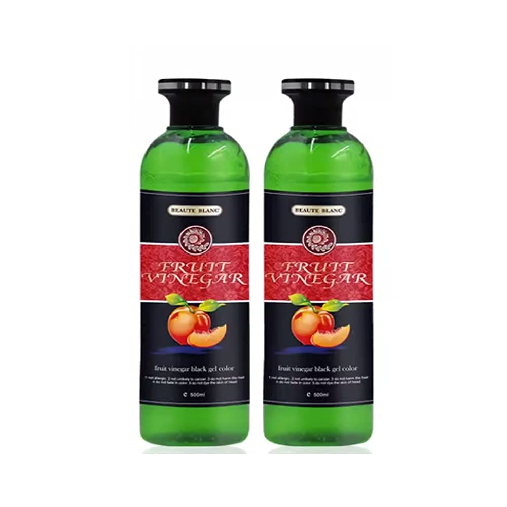 BEAUTE BLANC Fruit Vinegar Gel Hair Color, Organic & Natural Hair Color Dye for Black Hair (500ml x 2) - Black