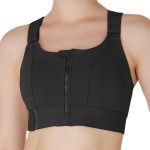 Luella High Impact Sports Bra, Front Zip, Adjustable Velcro Straps, Crisscross Back, Black