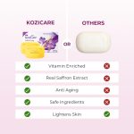 Kozicare Kojic Acid Soap & Glutathione Soap | Saffron Soap | Body Tan Removal Soap & Detan Soap | Soap for Men & Women | For Dark Spots, Excess Oil & Acne Scars | Even Out Skin Tone - Pack of 3 - Image 5