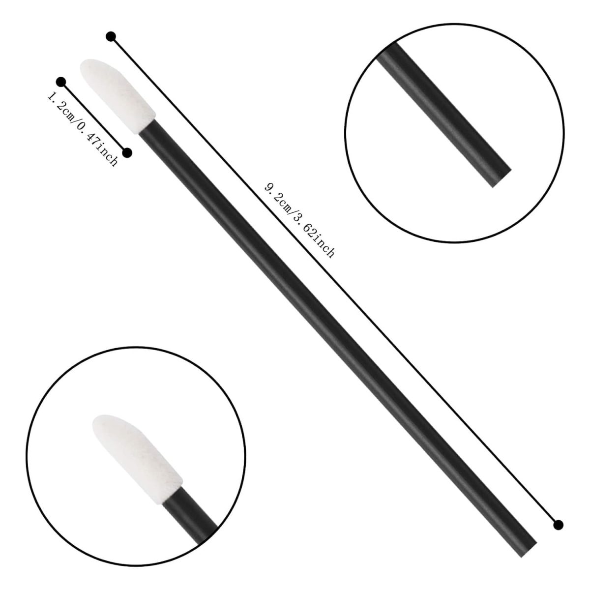 VOIISH Disposable Lip Brush Pack of 50 | Lipstick & Lip Gloss Wands | Eyeshadow Brushes | Travel-Friendly Makeup Applicator Tool Kit | Black - Image 7