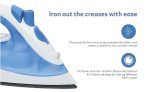Usha 3713 1300Watt Steam Iron with Self Cleaning Function | Teflon Coated Soleplate | Powerful Steam Output upto18gm/min | 180ml Water Tank Capacity | 2 Years Warranty | (Blue & White) - Image 5