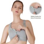 Luella High Impact Sports Bra, Front Zip, Adjustable Velcro Straps, Crisscross Back, Black - Image 3
