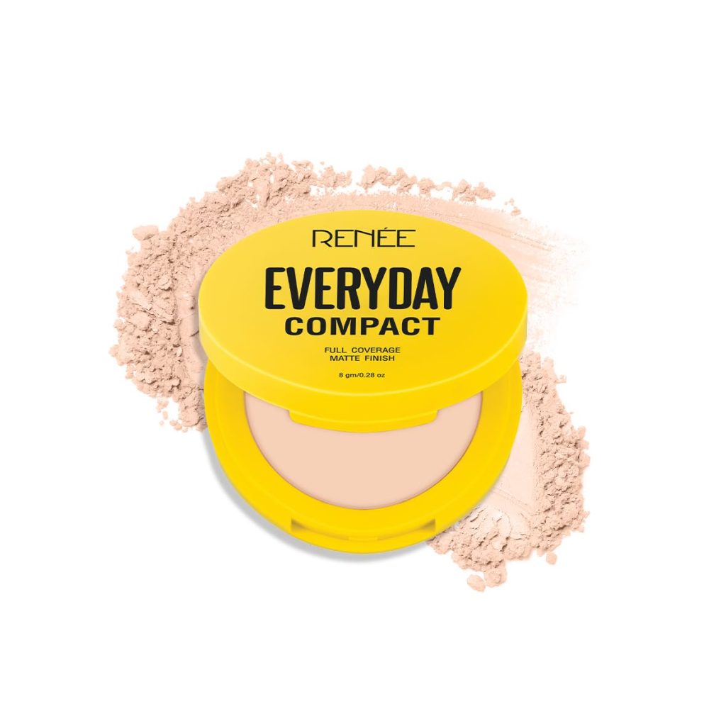 RENEE Everyday Compact Powder - Latte, Matte Finish, High Coverage, Ultralight & Silky Smooth Finish, Enriched with Vitamin C & H yaluronic acid, Cruelty-Free Skincare Infused Makeup, 8Gm