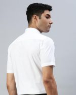 RAMRAJ Mens Cotton Spread Collar Solid White Half Sleeve Formal Shirt - Image 2