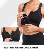 GLAMORAS Women Polyester Spandex High Impact Front Zip Sports Bra Longline Fitness Criss Cross Back Crop Tops for Gym, Yoga & Workout - Size: M-4XL - Image 5