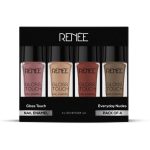 RENEE Gloss Touch Nail Paint Set of 4, Quick Drying Nail Polish, Glossy Gel Finish Nail Kit, Highly Pigmented & Long Lasting Enamel, Chip Resistance 5ml Each Gift Set for Women N02 Everyday Nudes - Image 2