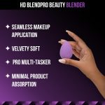 Staze 9to9 HD BlendPro Beauty Blender | Velvety Soft + Multipurpose Makeup Sponge | Reuable Blending Sponge For Loose powder and Foundation | 01 Teardrop - Image 2