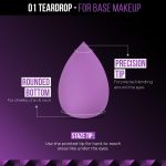 Staze 9to9 HD BlendPro Beauty Blender | Velvety Soft + Multipurpose Makeup Sponge | Reuable Blending Sponge For Loose powder and Foundation | 01 Teardrop - Image 4