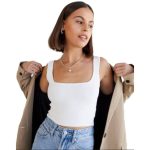 SriSaras Women's Black & White Cotton Strechable Tank Tops/Crop Tops - Image 2