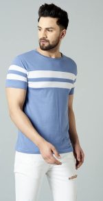 RodZen Men's Cotton Half Sleeve Regular Fit Striped T-Shirt - Image 4