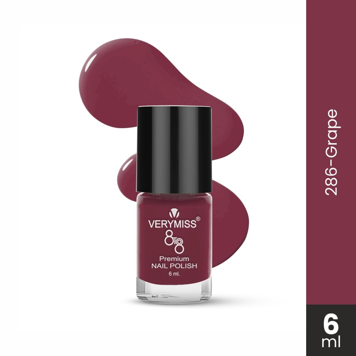 VERYMISS Premium Glossy Nail Polish 6ml | Smooth Application | Quick Drying | Paraben Free | Ultra Long Lasting Nail Paints - Pack of 1 (Grape) - Image 2