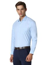 Peter England Men's Everday Regular Fit Solid Shirt | Cotton Rich | 5-Pin Pocketing - Image 2