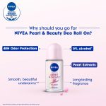 NIVEA Pearl and Beauty 50ml Deo Roll On | With Pearl Extracts & Avocado Oil| 72 H Smooth & Beautiful Underarms | 0% Alcohol | For Women - Image 4