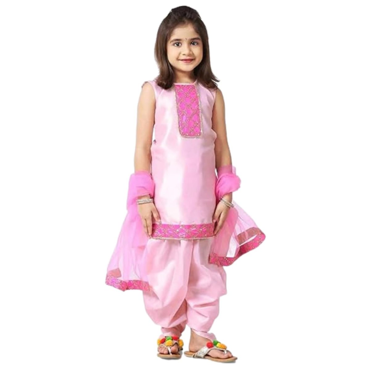 Angel f Studio Girls' Raw Silk Salwar Suit