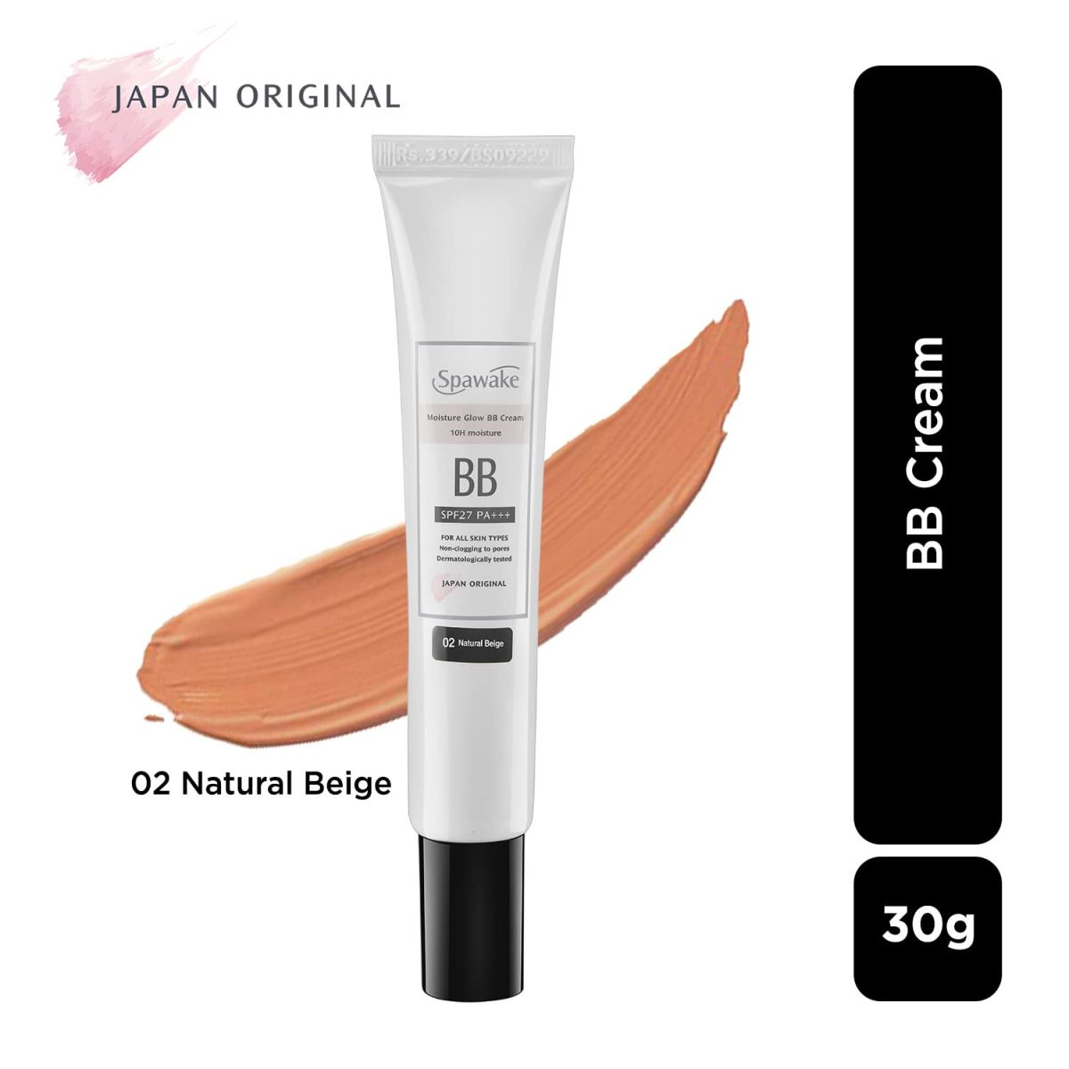 Spawake Moisture Glow BB Cream 02 Natural Beige – Natural looking Coverage, 10-Hour Hydration, SPF27/PA+++, Blue Light Protection, J-Beauty Formula for All Skin Types, 30g - Image 2