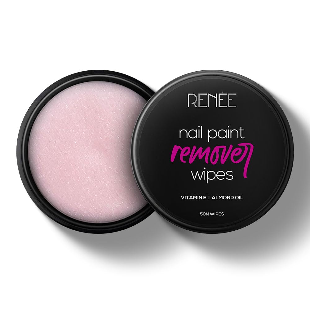 RENEE Nail Paint Remover Wipes, Easy & Hassle Free Nail Polish Removal, Keeps Nails Moisturized & Nourished, Acetone Free, Travel Friendly, Enriched With Vitamin E, Almond Oil & Glycerin, 50 Wipes