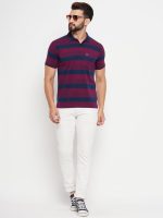 UNIBERRY Men's Cotton Blend Half Sleeve Striper Polo Neck T-Shirt Has A Short Sleeve & Pocket On Chest-REMT3-MR_XL Maroon - Image 5