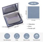 MAYCREATE® 100Pcs Face Blotting Paper for Oily Skin, Natural Linen Bloating Papers for Oily Face, Oil Absorbing Sheets for Face, with Built-in Mirror & Powder Puff Pad for Men and Women - Image 2