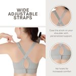 Luella High Impact Sports Bra, Front Zip, Adjustable Velcro Straps, Crisscross Back, Black - Image 4