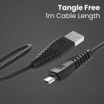 Portronics Konnect B Micro USB Cables For Fast Charging & Data Sync 3.0 Amp with PVC Heads I Nylon Braided I 1 mtr(Black) - Image 2