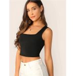SriSaras Women's Black & White Cotton Strechable Tank Tops/Crop Tops - Image 3