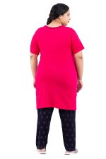 CUPID Women's Regular Fit Cotton Round Neck Half Sleeve T-Shirt, Plus Sizes Nightwear, Sleepwear, Gym n Lounge Wear Long Tops - Image 2