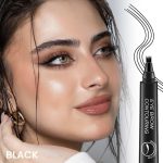 ZEYFLEEB 4 Point Eyebrow Pencil Black,Waterproof Microblading Eyebrow Pencil with a Micro-Fork Tip Applicator Creates || Black Fine Sketch Liquid Eye Brow Tattoo Tint Pen - Image 2