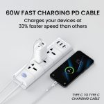 Portronics Konnect X 60W Type C to Type C Unbreakable Nylon Braided Cable, 2M Fast Charging Cable for iPhone 15 series, iPad, Samsung Galaxy & other Type C Devices(White) - Image 5