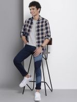 The Indian Garage Co Men's Cotton Regular Fit Checkered Full Sleeves Cutaway Collar Casual Shirt - Image 6