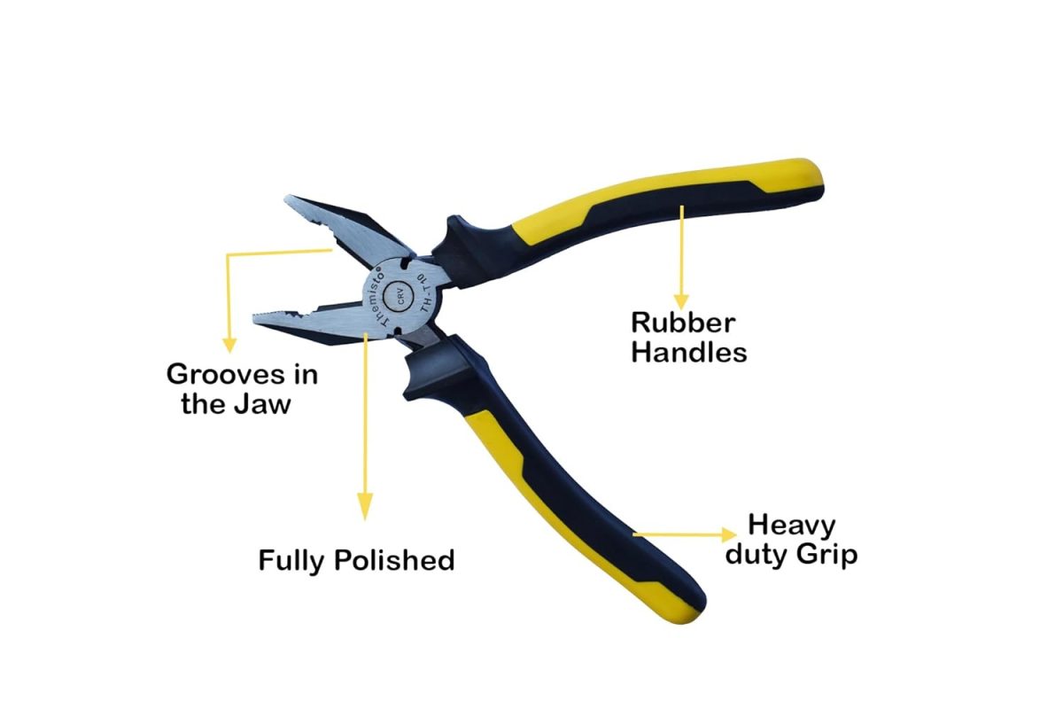 THEMISTO 8 Inch Combination Plier CRV (YELLOW) - Image 3
