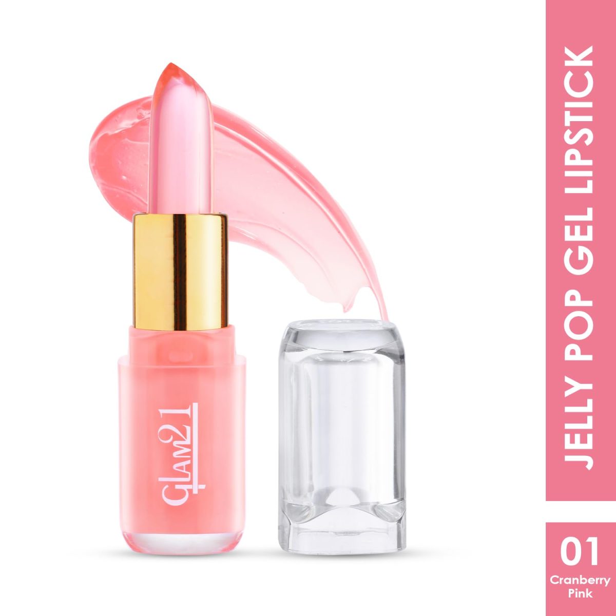 Glam21 Jelly Pop fruity gel lipstick| Moisturising | Glossy Finish | Gives a Natural Colour | Lightweight | 01- Cranberry Pink, 3.5gm - Image 2