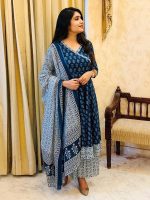 Pinkmint Women Printed Angarakha Kurta and Pant Set with Dupatta ll Wedding Suit Set ll Gift Kurta Set - Image 2