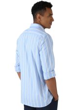 Peter England Men Cotton Slim Fit Stripe Shirt - Image 3