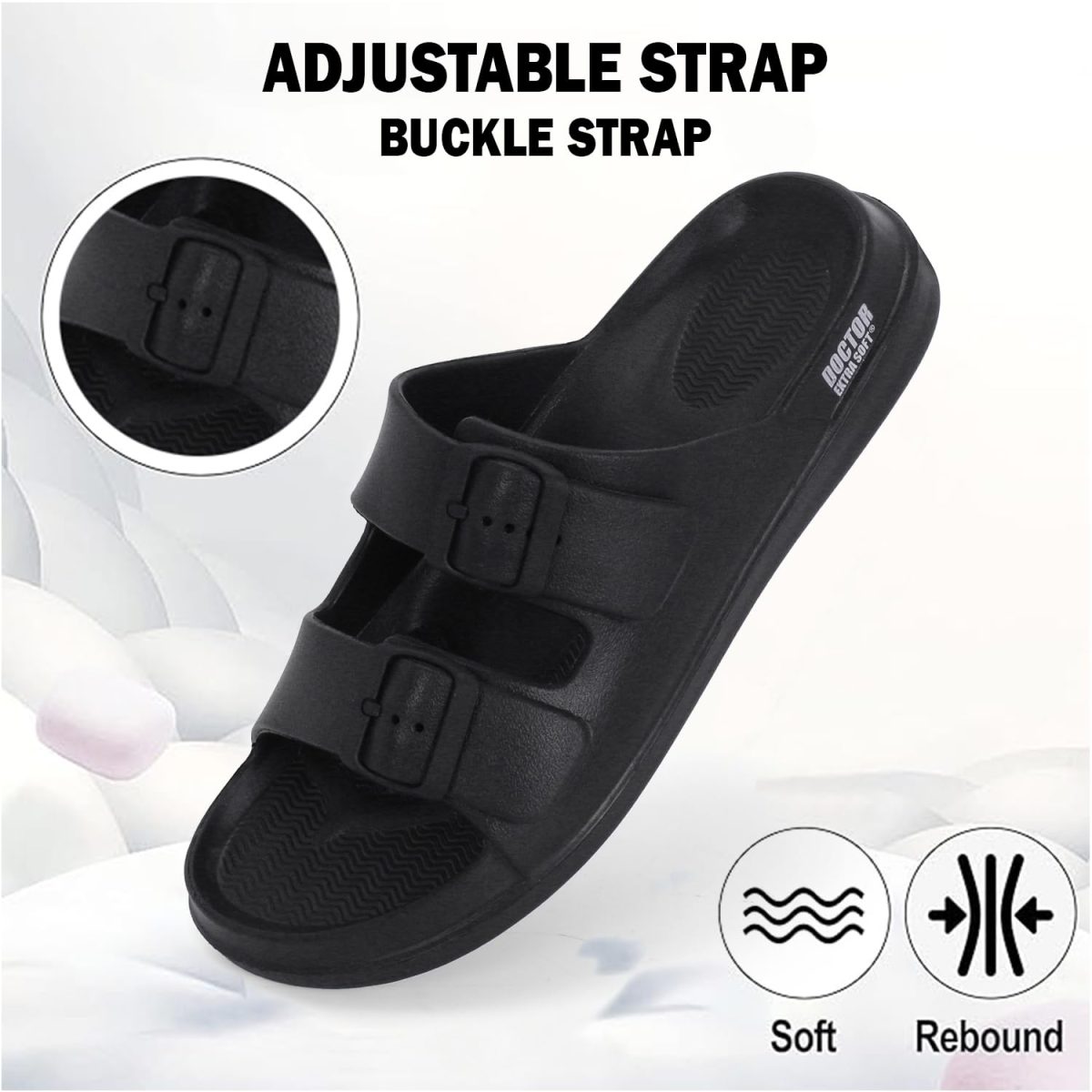 DOCTOR EXTRA SOFT Men's Classic Cushion Sliders/Slippers with Adjustable Buckle Strap for Adult | Comfortable & LightWeight |Stylish & Anti-Skid| Waterproof & Everyday Flip Flops for Gents & Boys D-505 - Image 3