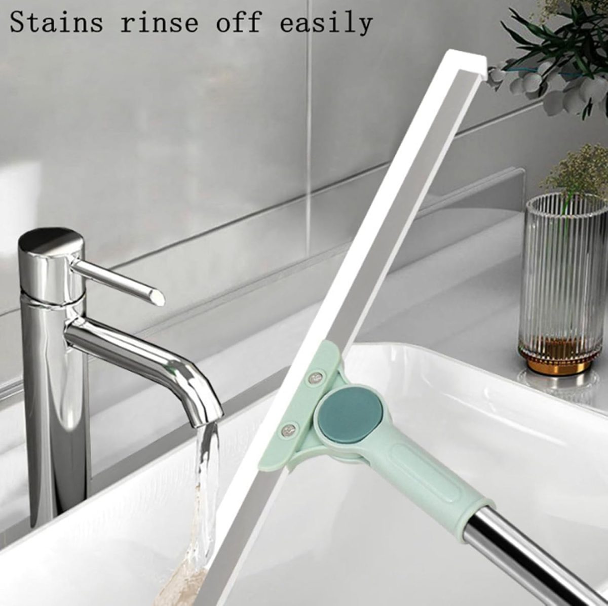 Misamo Enterprise 50-Inch Rotating Floor Squeegee, Heavy Duty Bathroom Wiper with 180-Degree Swivel Head, Sage Green - Image 2